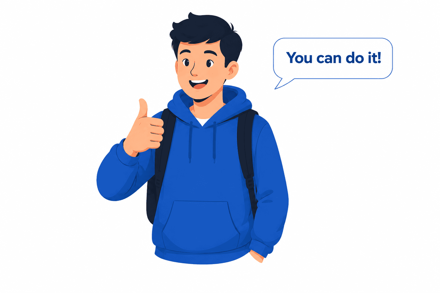 Beginner student giving thumbs up