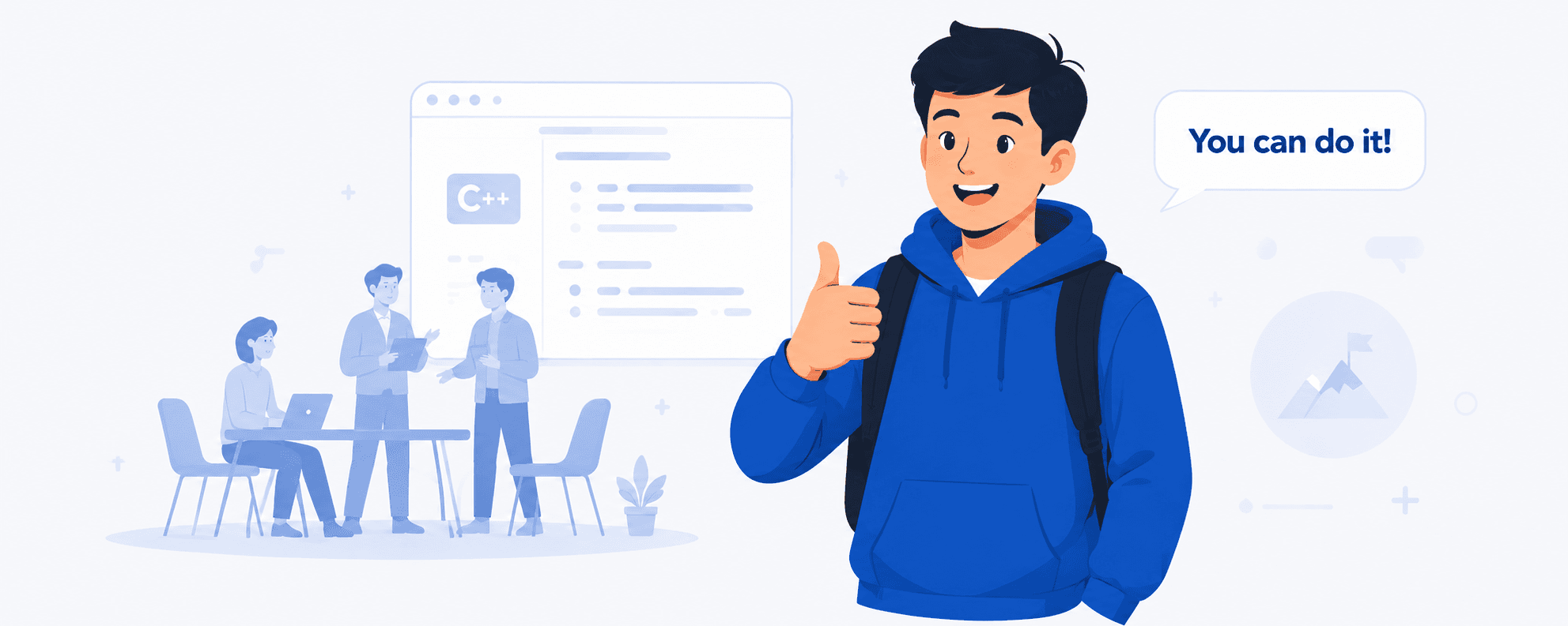 Beginner student giving thumbs up